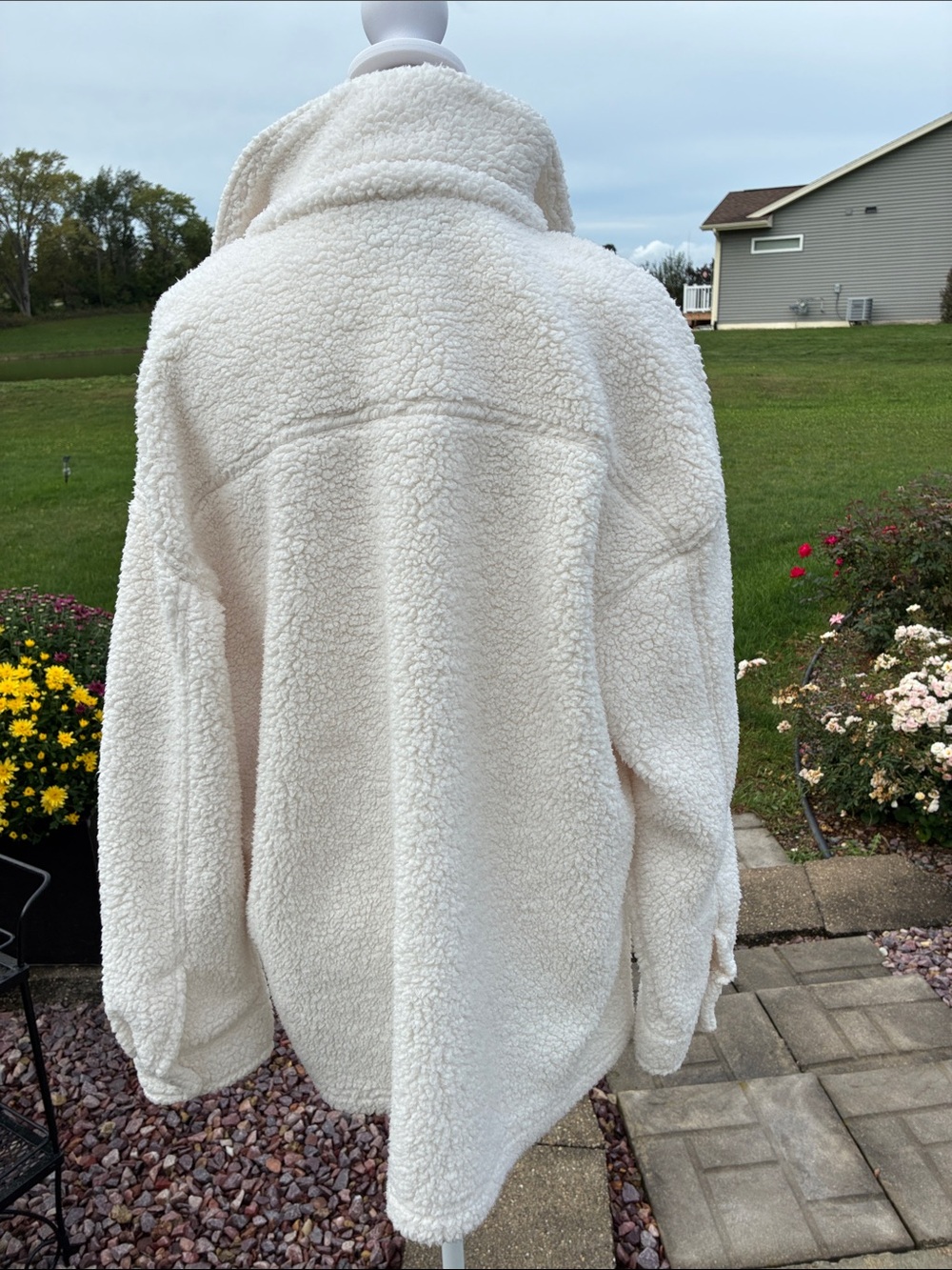 32 Heat Women's Cream Sherpa Shacket Jacket - Cozy Button-Front M/L - Picture 3 of 11
